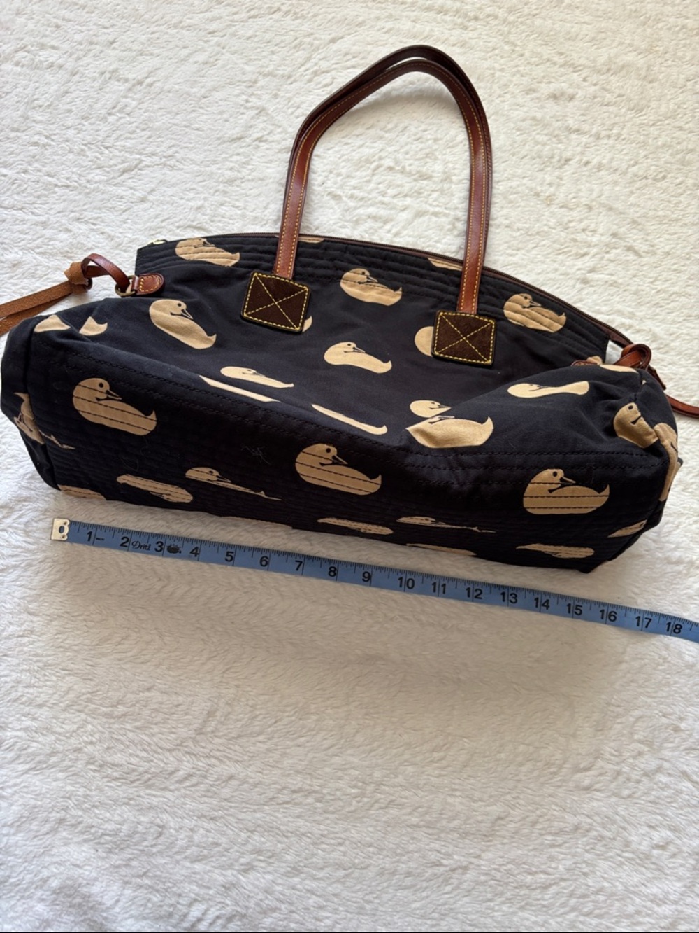 Dooney and Bourke Canvas Bag with Signature Duck Print and Leather Handles - Picture 4 of 13